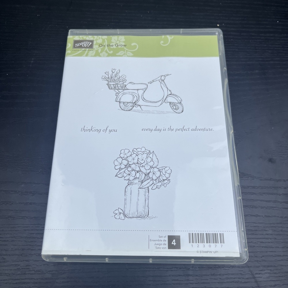 Stampin Up On The Grow Stamp Set Unmounted Rubber Flowers Phrases